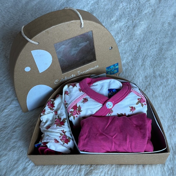 KicKee Pants | Natural Rose Trellis 3-Piece Kimono Newborn Gift Set | NB - Picture 2 of 16